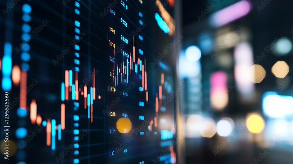 Leinwandbilder Finance Data Analysis with Graphs Digital Technology Background : Generative AI