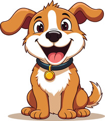 Cartoon Dog Illustration with Happy Expression