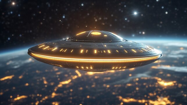 Unidentified Flying Object over Earth, Extraterrestrial Exploration Concept
