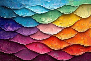 Obraz premium Vibrant chromatic wave pattern in oil paint texture colorful gradient background artistic expression abstract design