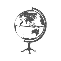 Vector image of the globe in the style of engraving.