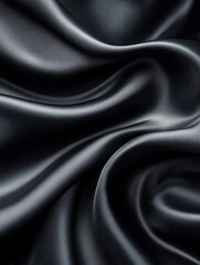 Fototapeta premium Luxurious dark silk fabric with elegant folds and smooth texture for fashion and design projects