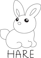 Obraz premium cute little hare sitting and looking at camera with text below hand written