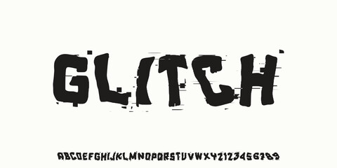 Fototapeta premium Creative Glitch Bold Font,Alphabet Uppercase and Number,Design for fashion,urban,streetwear,film,sport,clothing.Vector Illustration