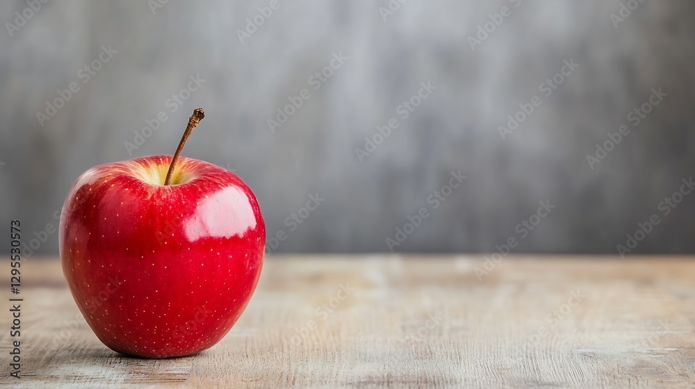 Aufkleber fresh red apple resting on a rustic wooden surface with a blurred background for a warm feel : gener