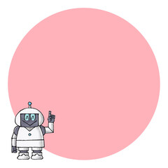 ロボットのキャラクター コピースペース(ピンク)