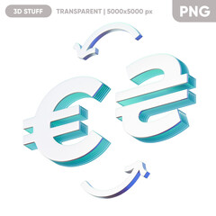 Illustration of the currency exchange between the euro and the Ukrainian hryvna on the blue background. Composition for economics and finance. 3d render