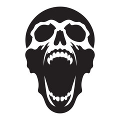 Screaming skull silhouette vector for horror themed illustration designs