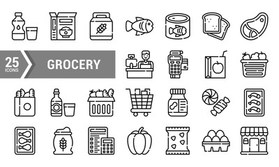 25 Grocery Line Icons for Your Next Design Project.