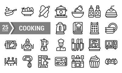 25 Line Icons for Kitchen and Cooking Design.