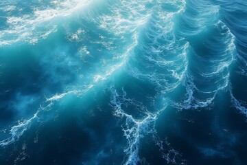 Powerful Ocean Waves, Deep Blue Sea, Dramatic Water Surface