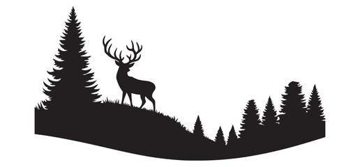 Stag Deer Silhouette Vector Illustration Wildlife and Nature Designs