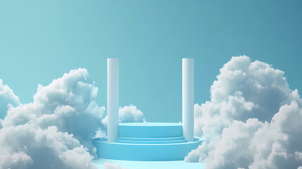 White Building in Clouds with Soft Sky