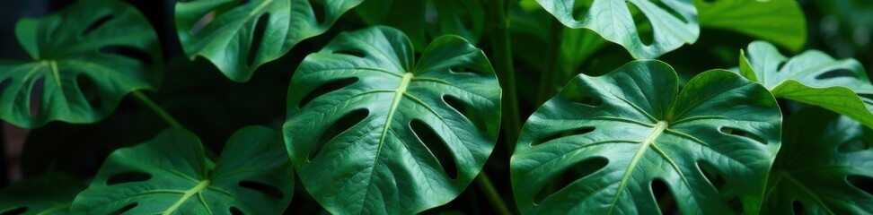 Small Monstera leaves in a cluster, cluster, isolated, small leaf