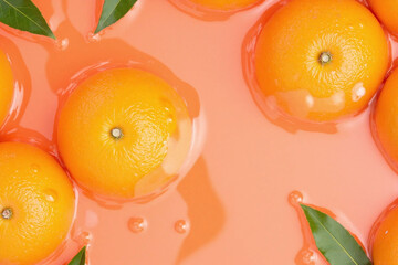 bunch of oranges that are sitting in some water