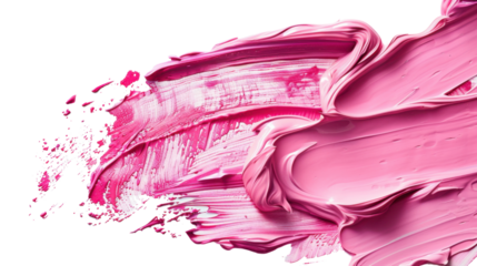 Pink paint brush strokes creating dynamic composition on transparent background