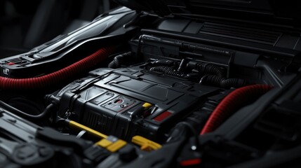 Futuristic Car Engine Bay Detailed View