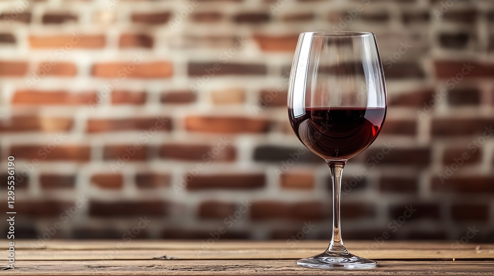 Poster elegant glass of red wine placed on a rustic wooden table showcasing warmth and sophistication : gen