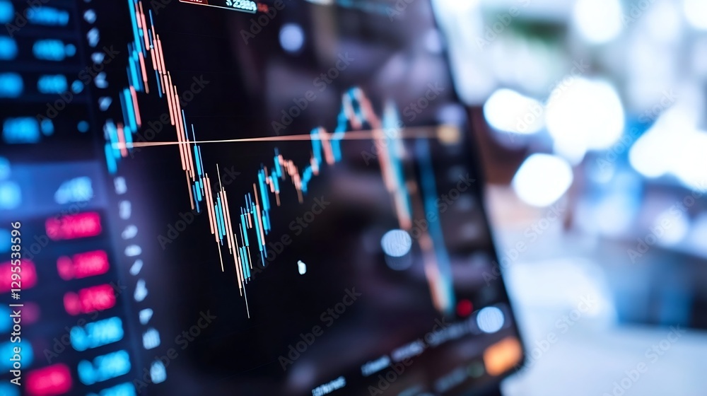 Poster Digital stock market analysis graph showing financial trends and trading data : Generative AI
