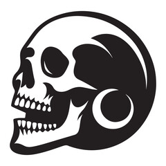 Side Profile Skull Tattoo Vector Illustration for Graphic Design Art
