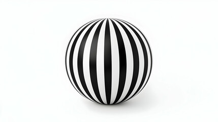 Striped Sphere on a Solid Background Featuring Black and White Lines