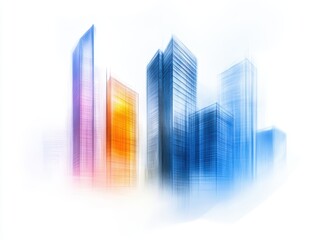 Abstract cityscape background vector, modern urban skyline with geometric buildings and skyscrapers for futuristic designs