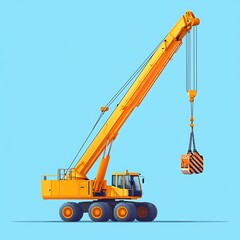 Fototapeta premium An image of a yellow construction crane with its load