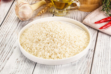 Dry Arborio rice for risotto