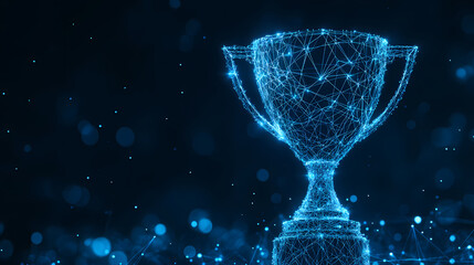 Blue Trophy Model with Dark Background