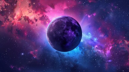 Abstract black hole in a galaxy with light rays, Black hole abstract in the dark space with a swirling nebula.