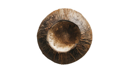 Empty coconut shell bowl on transparent background, perfect for compositing