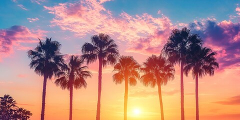 Silhouette Palm Trees at Vivid Sunset