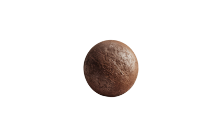 Chocolate sphere rotating on transparent background: delicious treat in motion