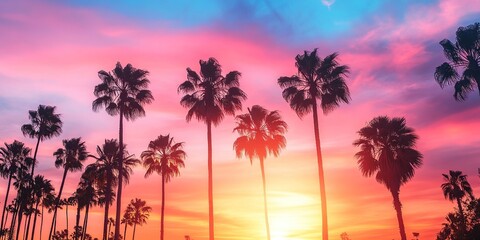 Silhouette Palm Trees at Vibrant Sunset