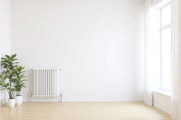 Fototapeta premium white room with a plant in a white pot