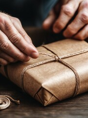 package with biodegradable twine and wrapping it in recycled kraft paper. eco-friendly materials