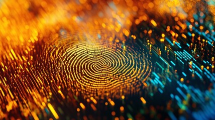 fingerprint pattern for biometric scan in an abstract technology background