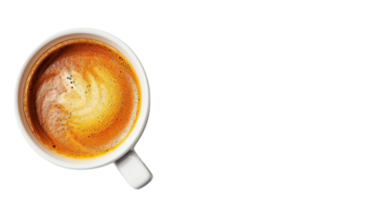 Cup of coffee with crema on transparent background