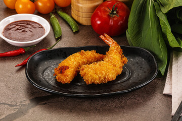 Crispy breaded golden fried prawns