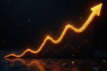 Golden lines chart rising on black background , success, money