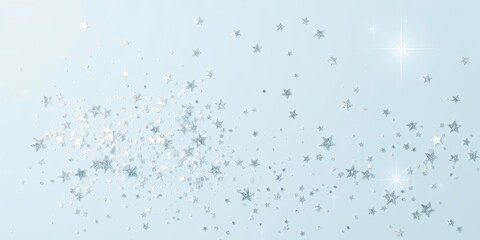 Obraz premium Shiny Silver Glitter Sparkles with Light Blue Background and Star Effects