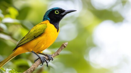 Fototapeta premium Beautiful sunbird perched gracefully on a slender branch