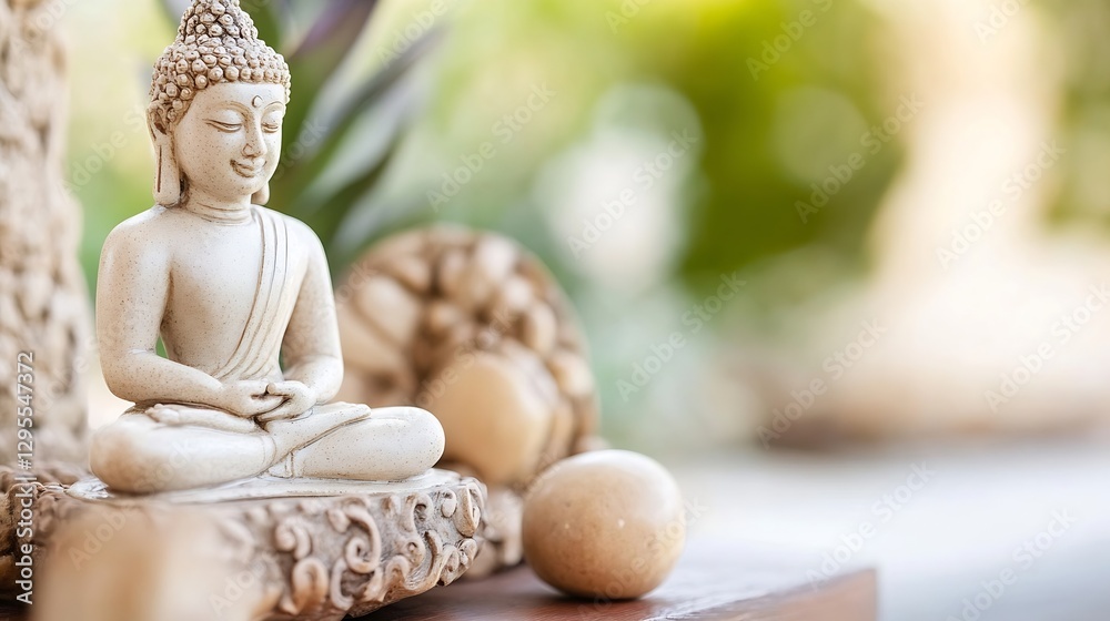 Poster beautiful buddha statue in a serene natural setting perfect for meditation and relaxation : generati