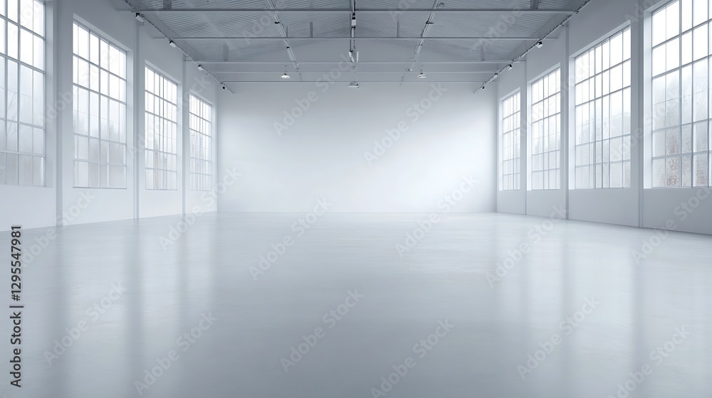 Aufkleber minimalist empty indoor space with white walls and natural light pouring through windows : generativ