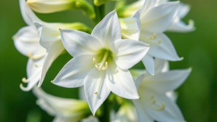 Fototapeta premium A close-up of a white delphinium flower in full bloom, showcasing its delicate petals and intricate details.