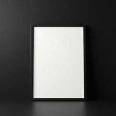 Subtle black frame against a black backdrop, clean lines , dark, still life