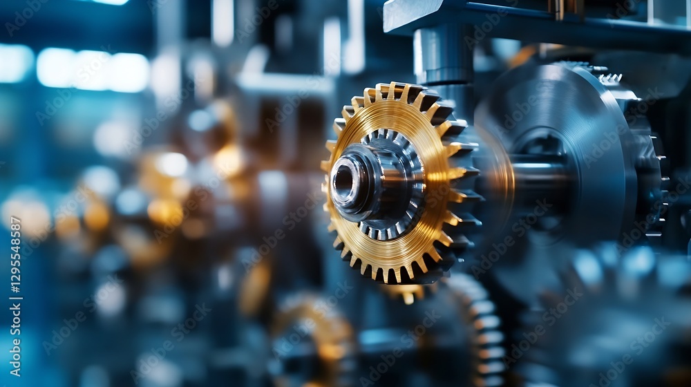 Leinwandbilder Close-up Shot of Interlocking Gears Displaying Precision Engineering and Mechanical Components in Action : Generative AI