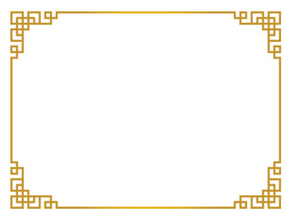 中華風の金フレーム ベクター イラスト素材 枠 白背景