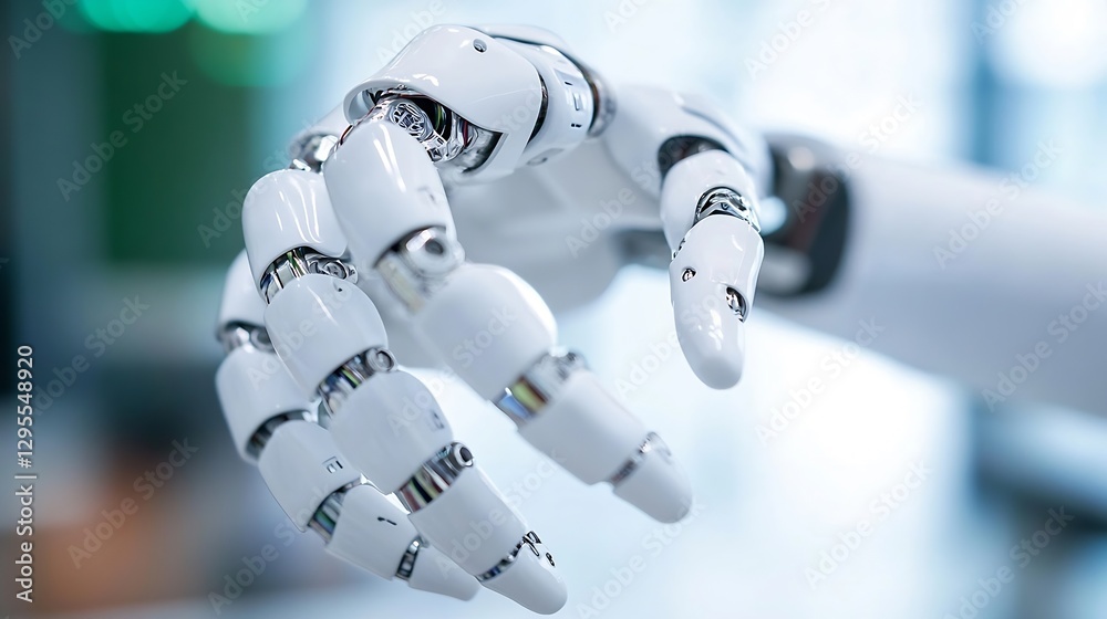 Poster Closeup view of a robotic hand showcasing advanced technology and design elements : Generative AI