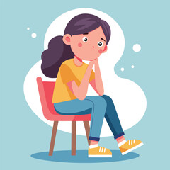 a girl is thinking vector	
